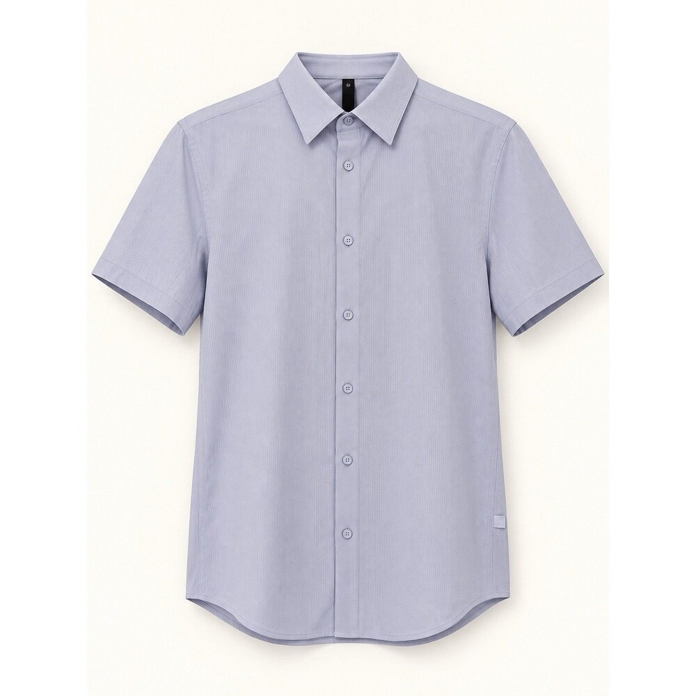 Lululemon Mens Short Sleeve Button Down Shirt Light Lavender Textured Size L